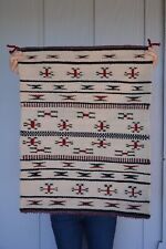 Tapis Navajo vintage - Design à bandes avec croix - Blanc Rouge Vert Noir 28 x 21