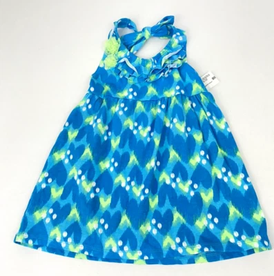 Top halter de piel dura para niñas jóvenes, talla mediana 5/6, corazones azules/verde neón Foto 1 de 4