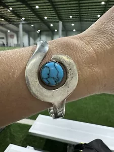 VTG Vintage .925 Silver Signed JRI Mexico Turquoise Cuff Bracelet Jewerly Clasp - Picture 1 of 17