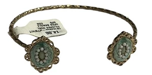 Gold Toned Filigree Oval Open Bangle Mint 2-1/2”W Excellent Used Condition - Picture 1 of 6