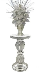 Silver Table And Vase With Flowers Mosaic Crushed Crystal Romany Glitter Bling - Picture 1 of 2