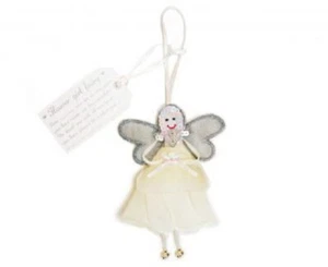 Fair Trade Handmade 'Flower Girl Fairy - Cream' Fabric Hanging Character - Picture 1 of 1
