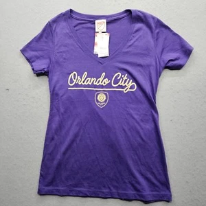 MLS Women's Medium Purple Orlando City Printed Logo T-Shirt NWT - Picture 1 of 13