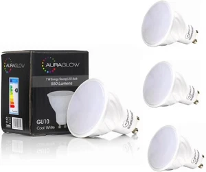 AURAGLOW Super Brillante 5.5w LED GU10 Bombilla Blanca Cálida 550lm 70w EQV - 3000K - Imagen 1 de 7