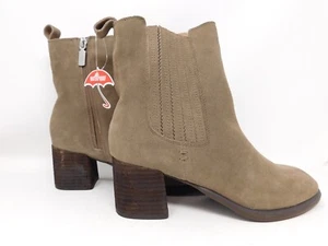Botas de mujer rubias talla 7,5 Sonali gamuza tobillo marrón topo beige botín impermeable - Imagen 1 de 8