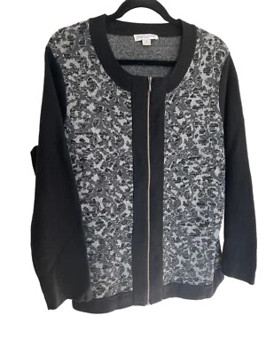 Cárdigan Pendleton Mujer Lana Merino/Cordero Suéter Cremallera Brilla Negro/Gris Talla XL Foto 1 de 4