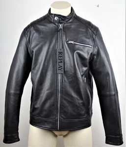 Chaqueta de cuero de diseñador para hombre REPLAY LEATHER JACKET chaqueta talla L negra NUEVA con ETIQUETA - Imagen 1 de 14