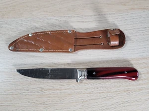 Vintage German IROKA Red Black Swirl Fixed Blade Knife Lightweight COLLECTORS - Picture 1 of 9
