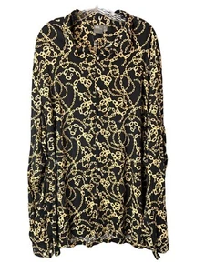 ASOS Hemd mit Knöpfen Damen 5XL lang schwarz gold Kette Langarm Stretch Neu mit Etikett - Bild 1 von 10