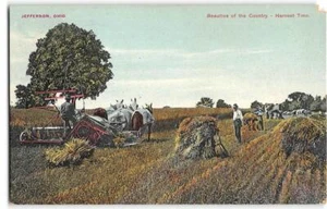 Postal de colección Weiler de Jefferson, Ohio "Tiempo de cosecha" escena agrícola 1909 - Imagen 1 de 2
