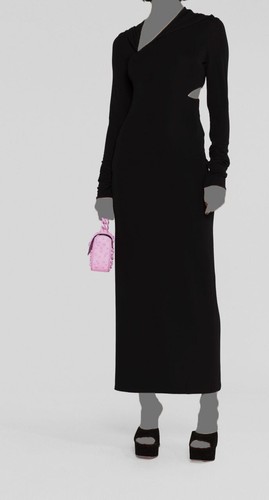 Maxi abito donna Versace nero con cappuccio taglia 46 $3475