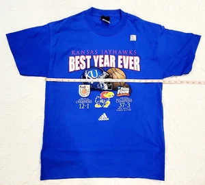 KANSAS JAYHAWKS 2008 Best Year Ever ADIDAS Shirt M - Orange Bowl & Nat'l Champ - Picture 1 of 6