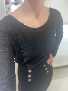& other stories sparkly oversized black jumper open back size EU36 UK8 - Picture 1 of 10