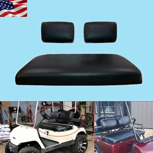 For Yamaha G11 G22 Staple On Golf Cart Bottom & Back Leather Seat Cover Black - Picture 1 of 10