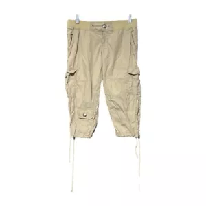 Abercrombie Fitch Womens Tan Y2K Cotton Pockets Stretch Cargo Crop Pants Size 4 - Picture 1 of 5