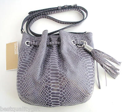 NEW MICHAEL KORS PYTHON LEATHER DENIM BLUE,GREY RING TOTE CROSSBODY HAND BAG - Image 1 of 4