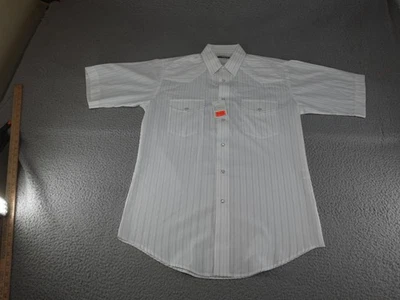 Roper Western Pearl Snap Shirt Mens Medium White Pinstripe Cowboy Rodeo Ranch - Image 1 of 4