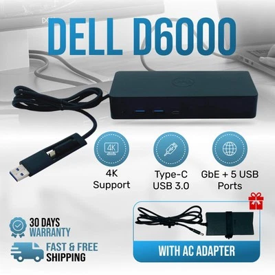 Genuine Dell USB-C Docking Station for XPS 13 9365 2-in-1 9370 w/AC Adapter - Image 1 of 4