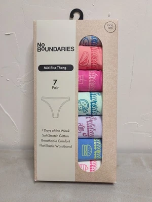No Boundaries XXXL Mid-Rise Thong Panties 7 Pair 7 Days Of The Week Pack - Image 1 of 2