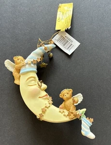 Cherished Teddies 2005 Angel Bears on Moon adorno colgante #4002835 nuevo en caja - Imagen 1 de 9
