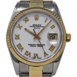Rolex 34mm 15223 Date Steel & Yellow Gold White Roman Dial AUTO 2YRWARNTY#2228-1 - Picture 1 of 5