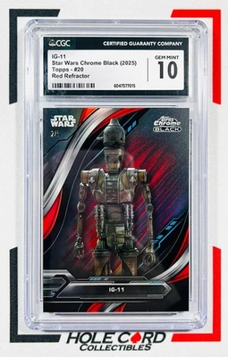 IG-11 CGC 10 2024 2025 Topps Star Wars Cromo Negro #20 Rojo Refractor 2/5 Foto 1 de 2