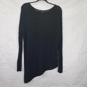 Eileen Fisher Tunic Women's L Asymmetrical Hem Variegated Tencel Rib Knit Sheer - Picture 1 of 12