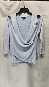 Womens Boston Proper Size Large Cold Shoulder Faux Wrap Sweater - Picture 1 of 5