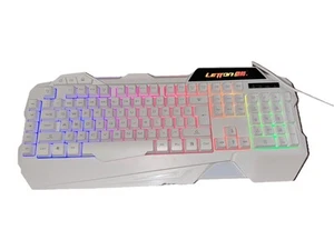 Combo de teclado y ratón para juegos blanco, retroiluminado RGB, 104 teclas sin caja A66 - Imagen 1 de 6