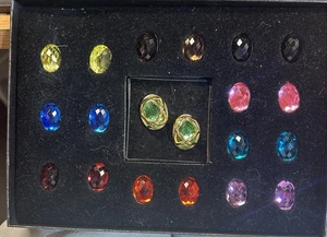 Joan Rivers Changeable CHECKERBOARD CUT EARRING SET in Box 10 Colors - Picture 1 of 2