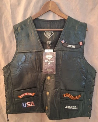 Chaleco Diamond Plate XL Rock Design Cuero Búfalo Genuino  Foto 1 de 4