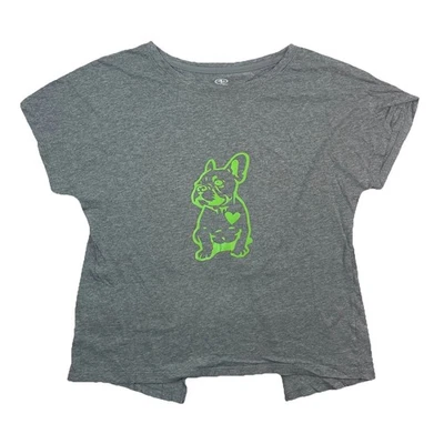 Camiseta modal Athletic Works gris Bulldog Francés gráfico espalda dividida para mujer L Foto 1 de 4