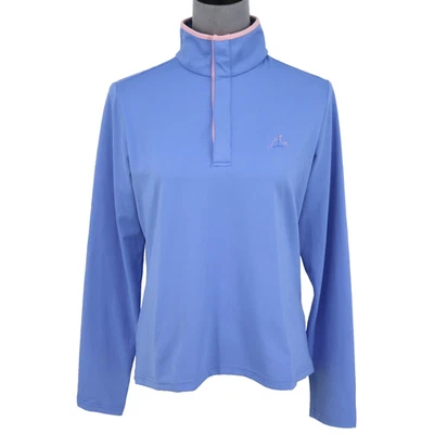 Polo de golf Ralph Lauren para mujer azul medio elástico tejido cuarto broches de presión deportes Foto 1 de 4