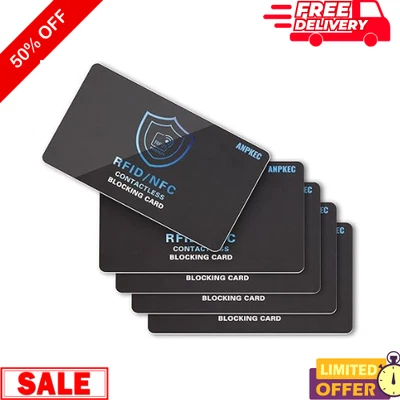 RFID Blocking Card – NFC Contactless Credit Debit Card Protector (5 Pack) - Image 1 of 4