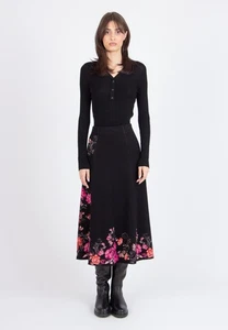 IVKO Rock skirt braun chocolate Blumen geblümt floral Wolle wool 252551 - Picture 1 of 8