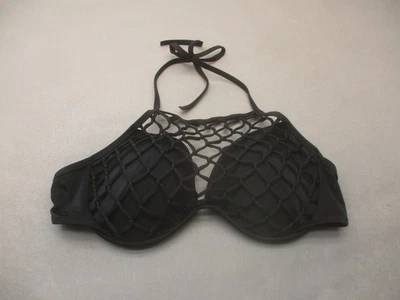 38DD Shade & Shore 女式黑色加厚钢圈蕾丝细节吊带比基尼上衣 1E — 第 1/4 张图片