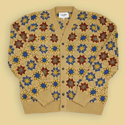 Corridor NY Natural Pima Cotton Hand Crochet Cardigan Sweater XXL Peru - Image 1 of 4