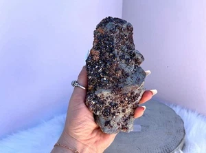 Gemmy Red Sphalerite and Etched Spesserntine Garnet on Chalcedony - Picture 1 of 13