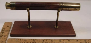 VAN CORT INSTRUMENTS HANDHELD BRASS & WOOD TANGLEWOOD SPYGLASS TELESCOPE W/STAND - Bild 1 von 24