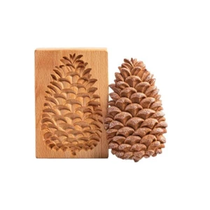 Pinecone Wooden Cookie Mold Kitchen Cookie Cutter Gingerbread Stamp Biscuit Mold - Picture 1 of 2
