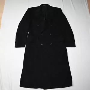 Canali 46L XL Black Italy Made Wool Cashmere Double Breasted Overcoat Trench Coa - Picture 1 of 12