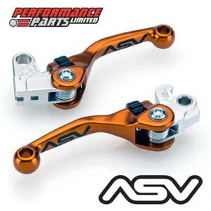Juego de palancas de freno + embrague ajustables naranja corto ASV F4 para SWM RS500 R 2018 - Imagen 1 de 9
