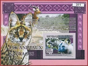 FRENCH GUINEA - ERROR, 2009 IMPERF SHEET: Wild Animals, Cats - Picture 1 of 1