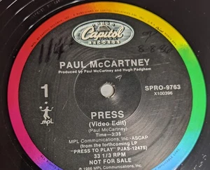 Promo Copy Paul McCartney 12 Inch Record Rare Press ( Video Edit ) Rare 1986 - Imagen 1 de 14