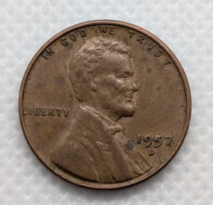 1957 D Lincoln Wheat Cent VG Stempel Chip in Datum Prägefehler Penny - Bild 1 von 5