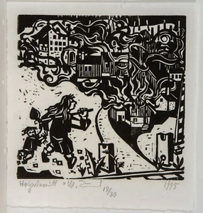 Meinrad Zünd /Chica del XIII / xilografía / firmado a mano / 30 ejemplares de 1995/1 - Imagen 1 de 2