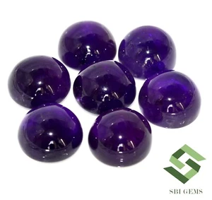 Natural Amethyst Round Cabochon 11 mm 45.30 CTS Lot 08 Pcs Untreated Loose Gems - Picture 1 of 4