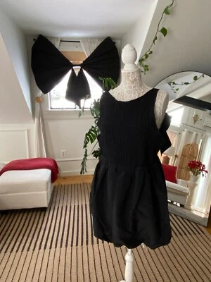 Mini vestido ASOS Design bainha bolha arco traseiro preto, tamanho 14, feminino GG novo com etiquetas - Imagem 1 de 4