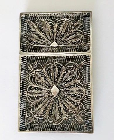 Antique Filigree Calling Card Case Sterling Silver Cigarette Holder c1890s Cover