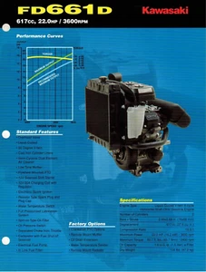 Genuine Kawasaki Dealer Sales Brochure/Product Spec Sheet FD661D V-Twin Engine - Picture 1 of 2
